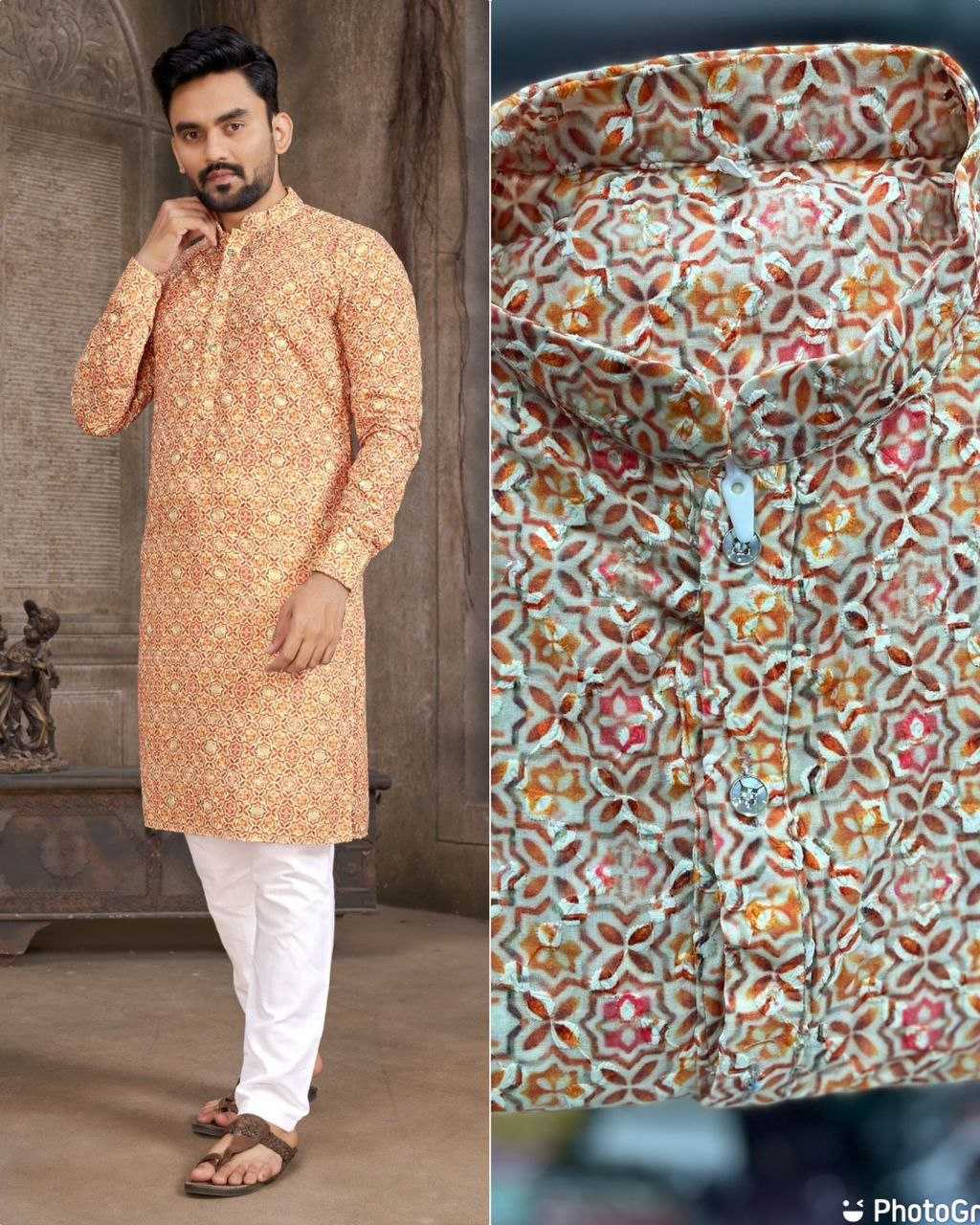 YNF COTTON KESH246 Schiffli 2.0 MENS WEAR WHOLESALE MEN COTTON KURTA MEN CHIKAN KURTA MANUFACTURER- Kapda Export