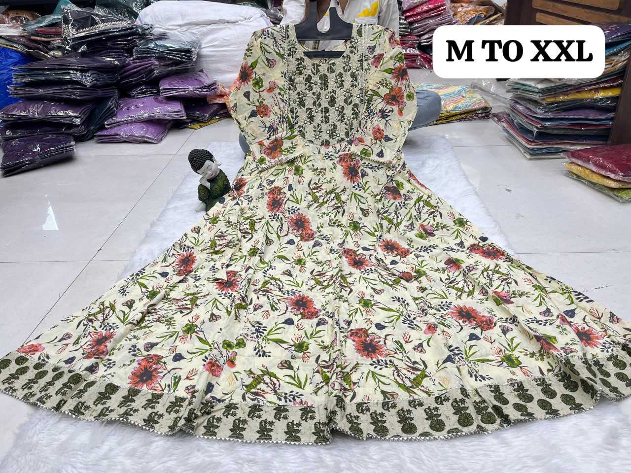 YNF COTTON KESH258 VDA40GOWNS WHOLESALE FANCY LONG PRINTED GOWNS MANUFACTURER- Kapda Export