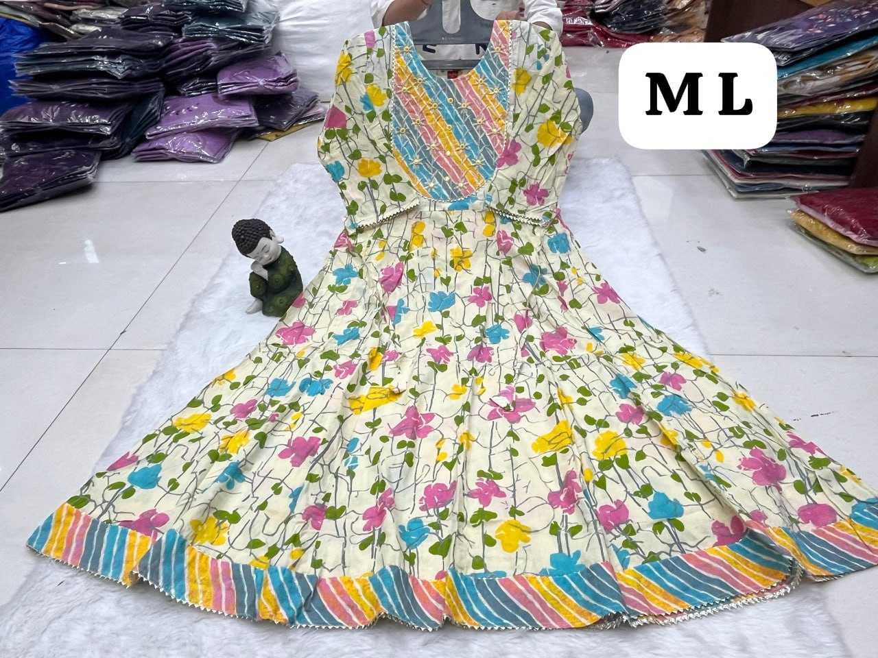 YNF COTTON KESH258 VDA40GOWNS WHOLESALE FANCY LONG PRINTED GOWNS MANUFACTURER- Kapda Export