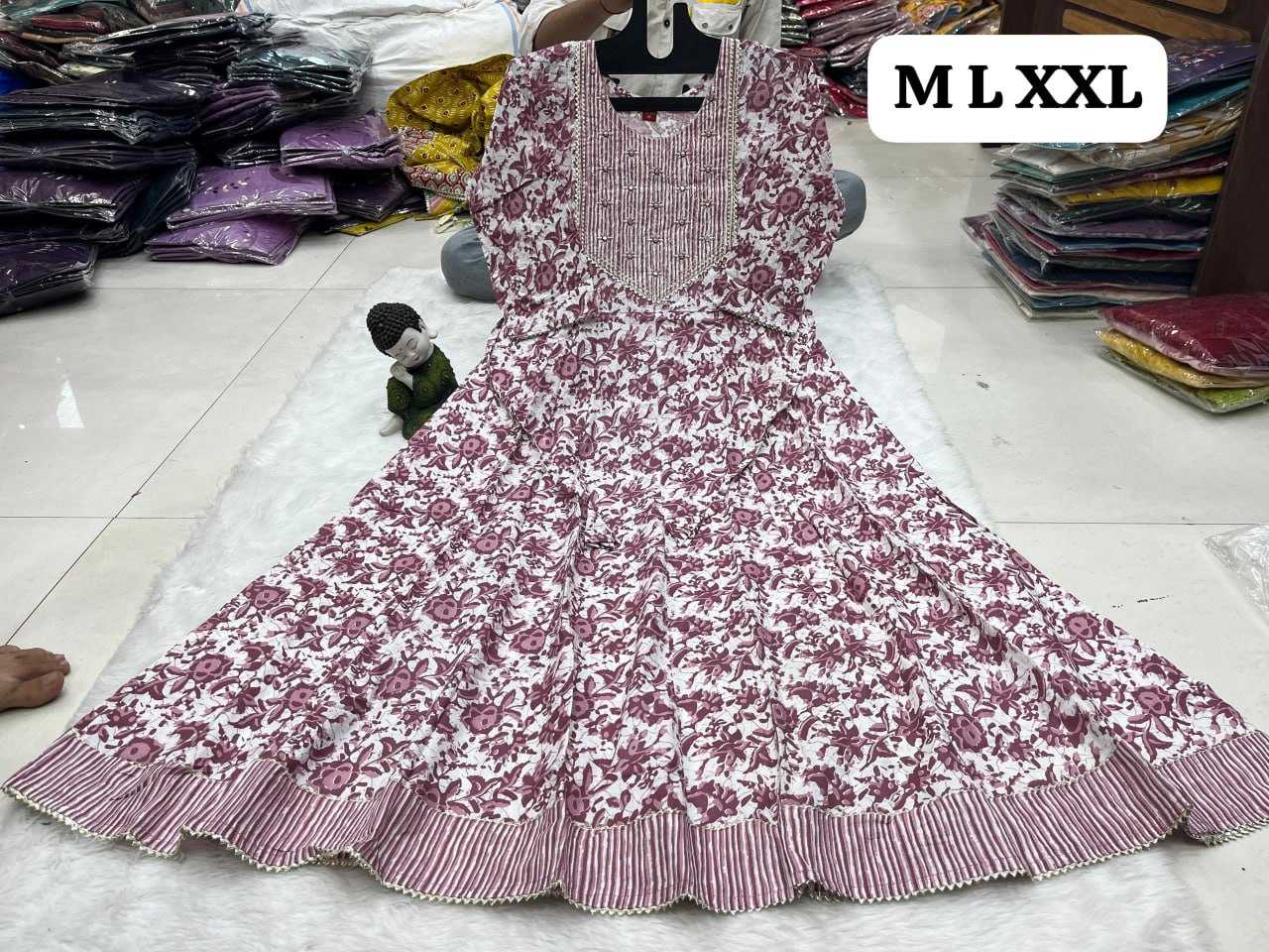 YNF COTTON KESH258 VDA40GOWNS WHOLESALE FANCY LONG PRINTED GOWNS MANUFACTURER- Kapda Export