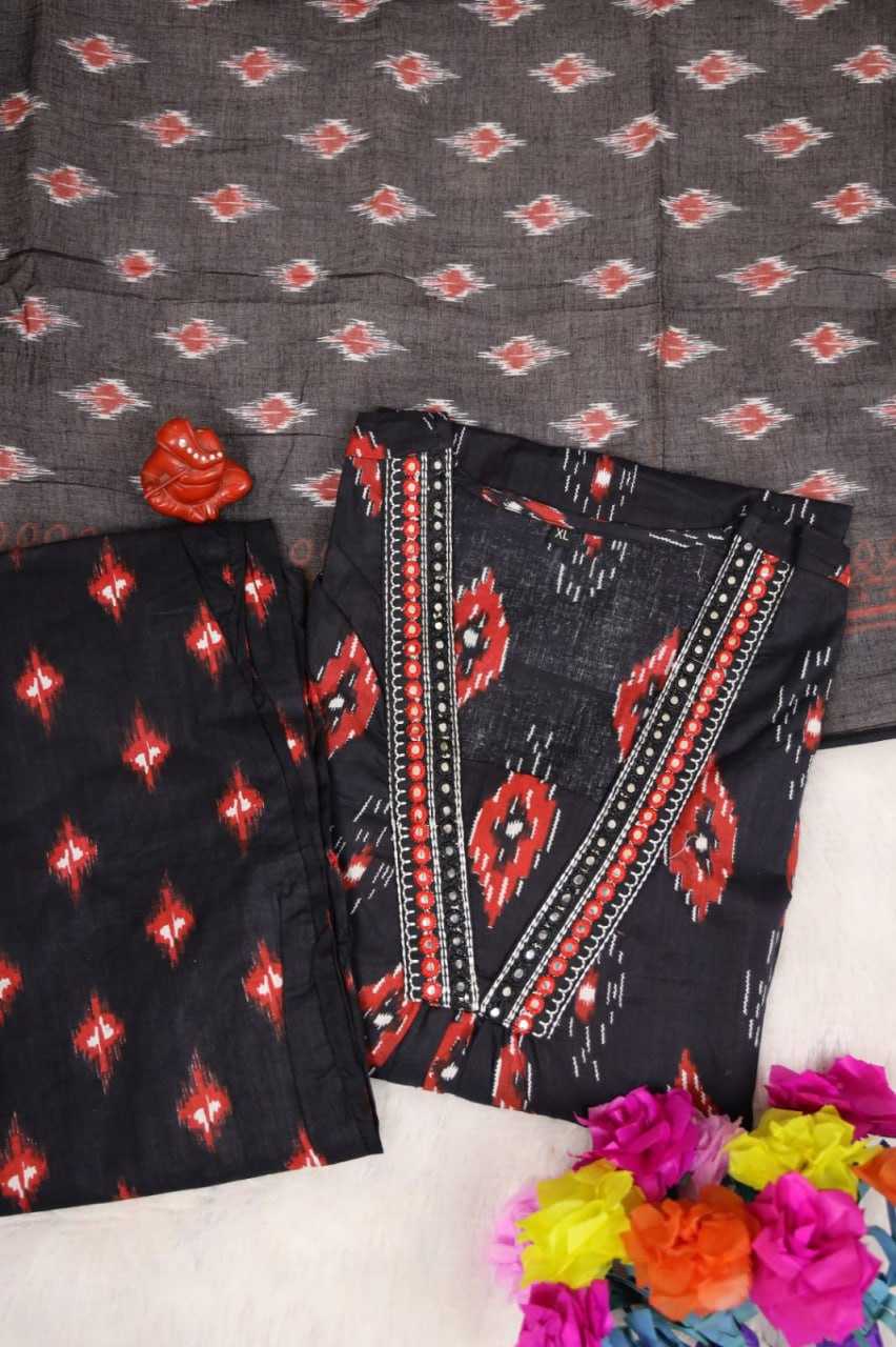 YNF COTTON RIN158 BlackMiror SUIT WHOLESALE LONG ANARAKLI COTTON PRINTED LADIES EMBROIDERY SUIT MANUFACTURER- Kapda Export