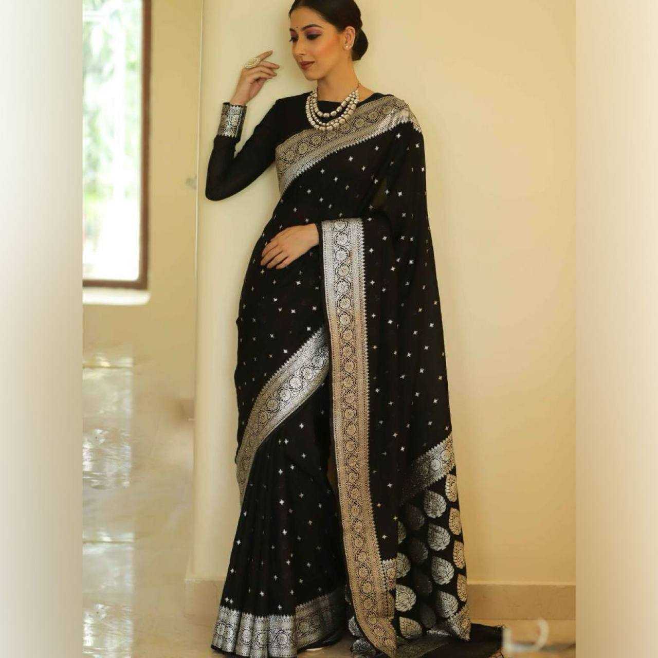 YNF COTTON RIN179 598 SAREES WHOLESALE COTTON LINEN ZARI BORDER BLACK SAREES MANUFACTURER- Kapda Export