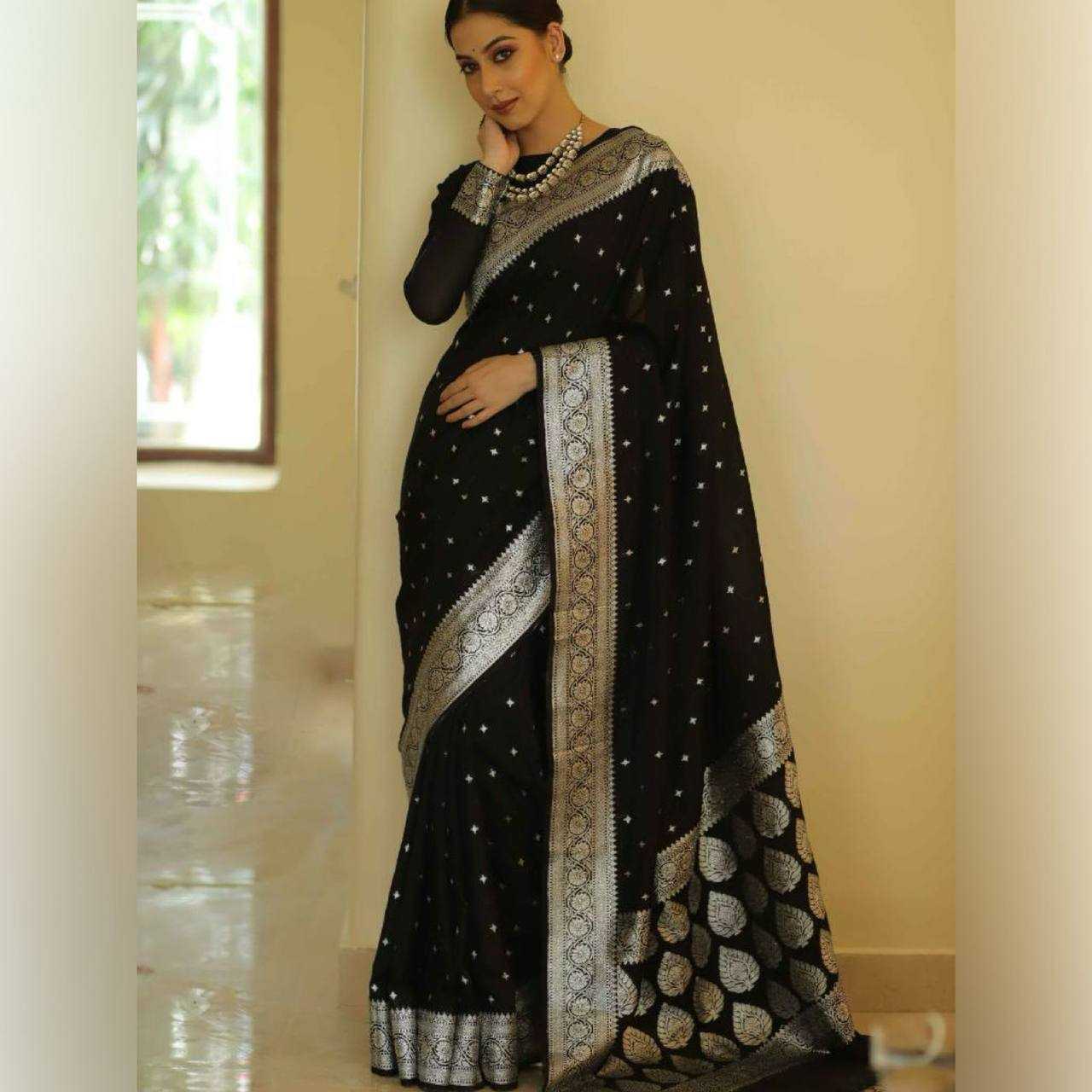 YNF COTTON RIN179 598 SAREES WHOLESALE COTTON LINEN ZARI BORDER BLACK SAREES MANUFACTURER- Kapda Export