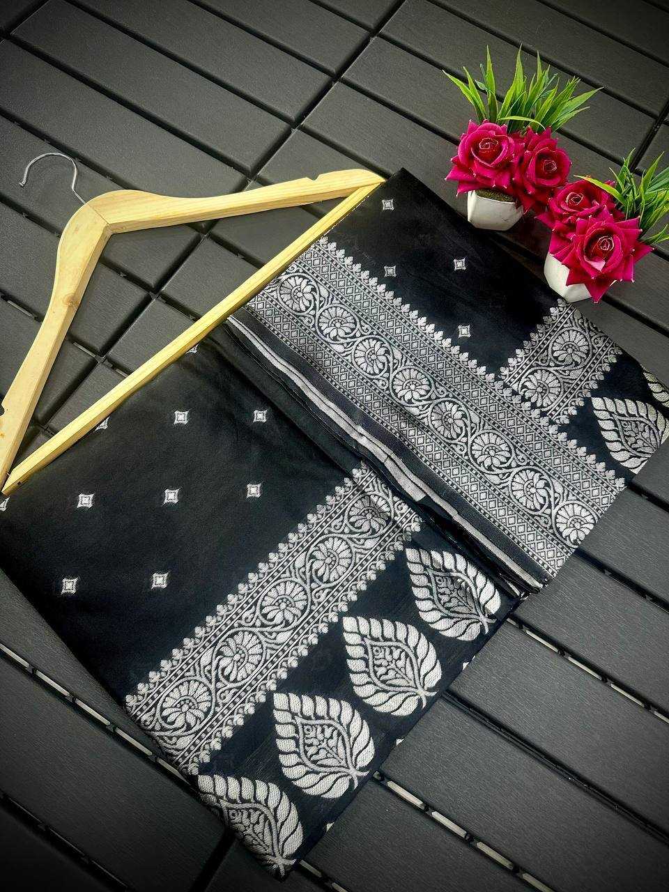 YNF COTTON RIN179 598 SAREES WHOLESALE COTTON LINEN ZARI BORDER BLACK SAREES MANUFACTURER- Kapda Export