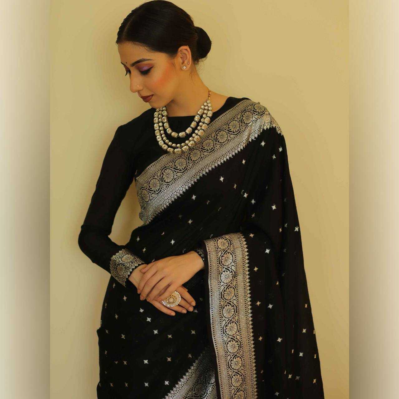 YNF COTTON RIN179 598 SAREES WHOLESALE COTTON LINEN ZARI BORDER BLACK SAREES MANUFACTURER- Kapda Export