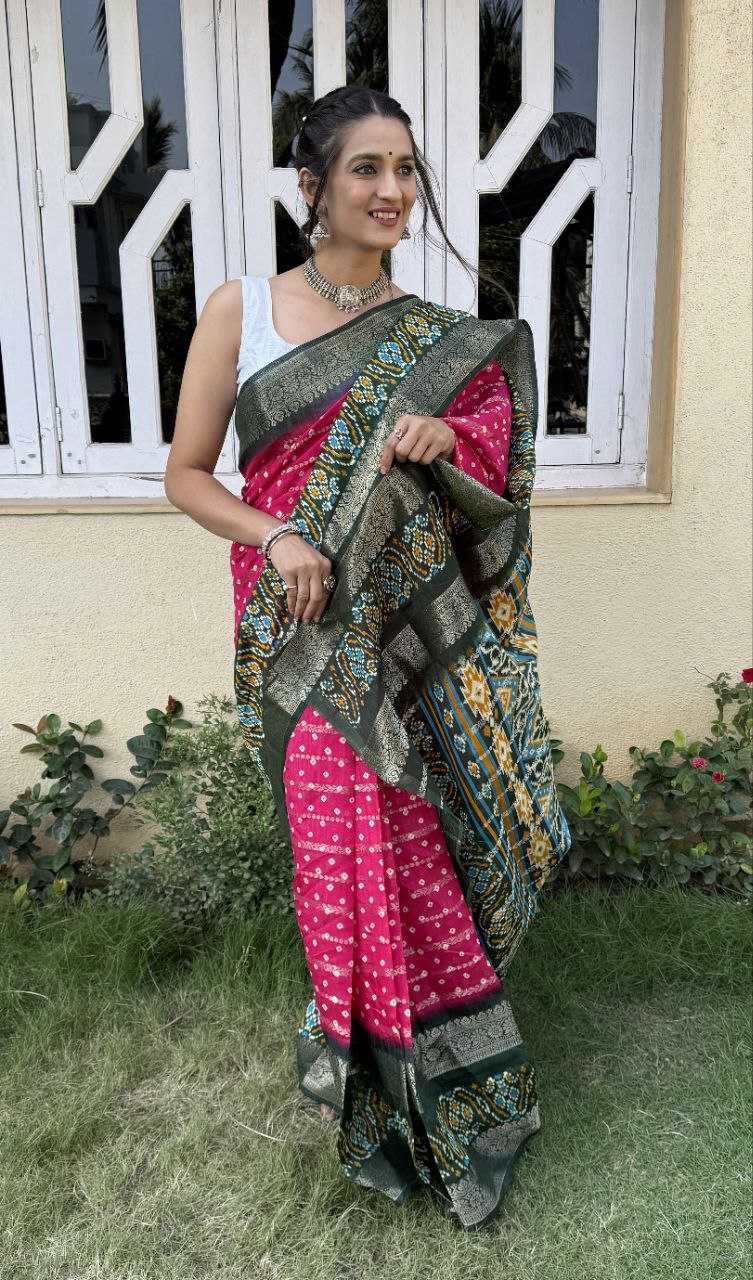 YNF COTTON SILK KESH117 RWC81 SAREES WHOLESALE COTTON BANDHANI JACQUARD SILK PINK SAREES MANUFACTURER- Kapda Export