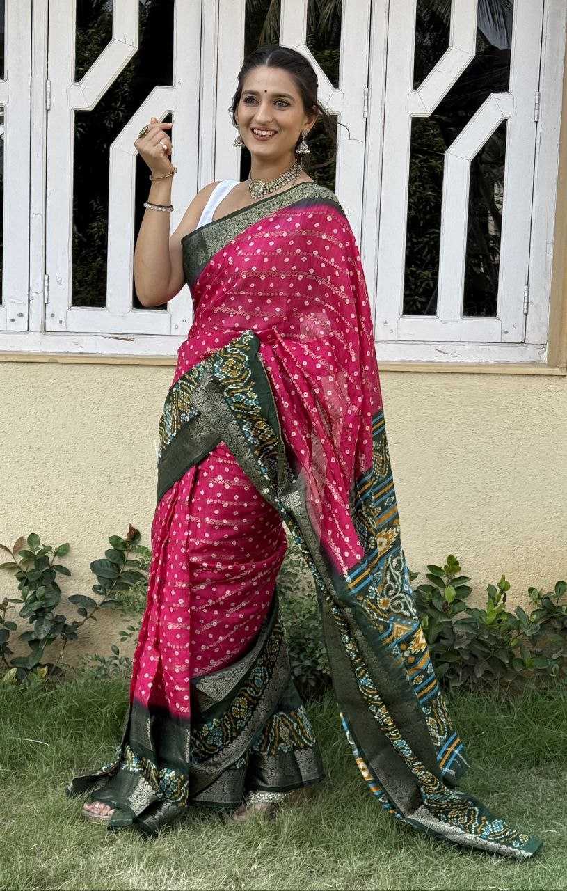 YNF COTTON SILK KESH117 RWC81 SAREES WHOLESALE COTTON BANDHANI JACQUARD SILK PINK SAREES MANUFACTURER- Kapda Export