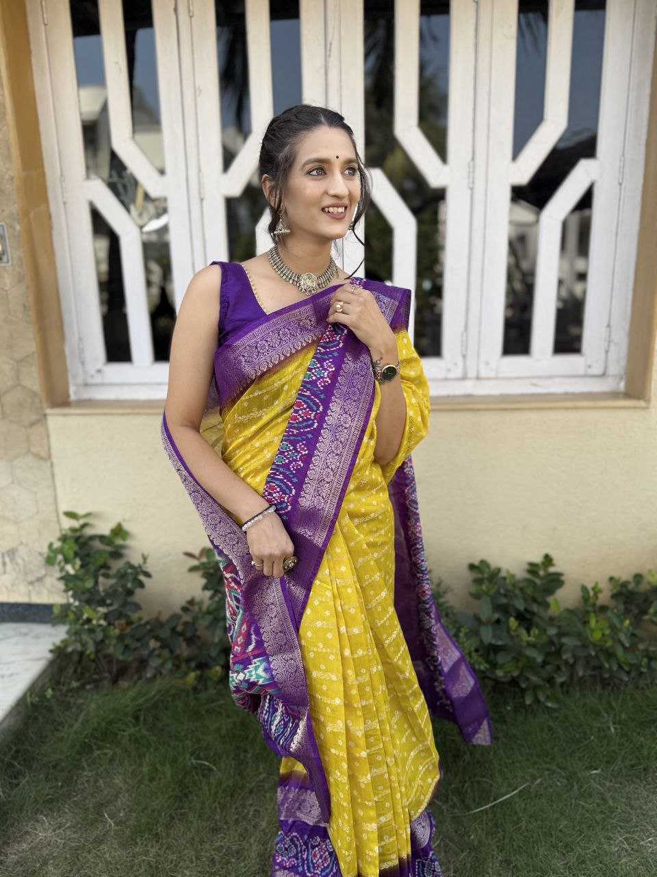 YNF COTTON SILK KESH117 RWC83 SAREES WHOLESALE COTTON BANDHANI JACQUARD SILK YELLOW SAREES MANUFACTURER- Kapda Export