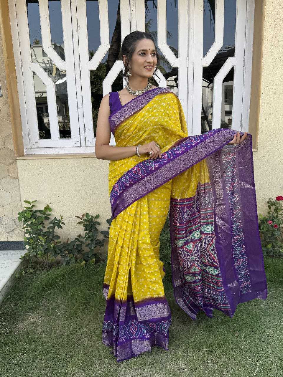 YNF COTTON SILK KESH117 RWC83 SAREES WHOLESALE COTTON BANDHANI JACQUARD SILK YELLOW SAREES MANUFACTURER- Kapda Export