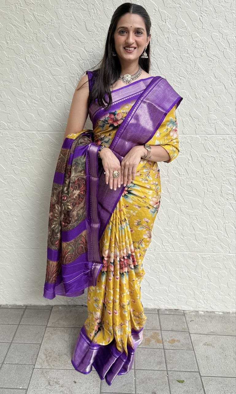 YNF DOLA SILK KESH117 RWC103 SILK SAREES WHOLESALE FESTIVAL SILK DOLA SILK ZARI BORDER SILK PRINTED SILK SAREES MANUFACTURER- Kapda Export