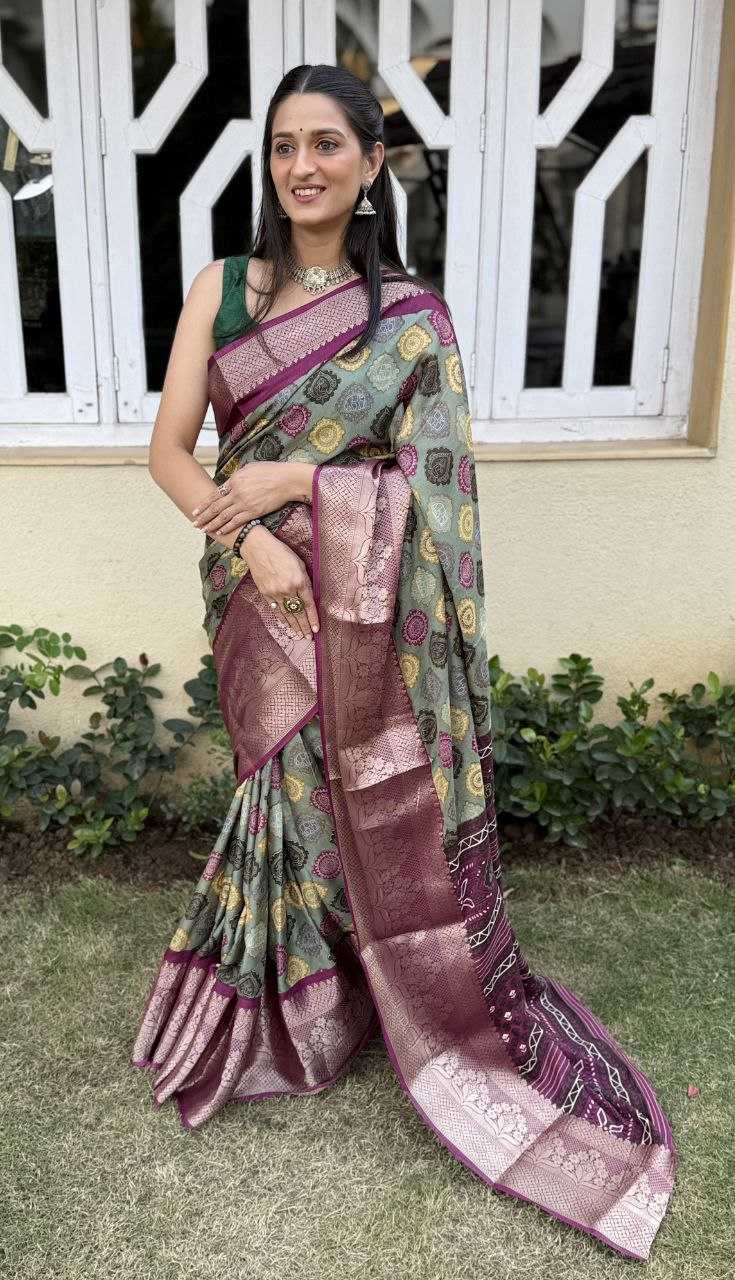 YNF DOLA SILK KESH117 RWC104 SILK SAREES WHOLESALE FESTIVAL SILK DOLA SILK ZARI BORDER SILK PRINTED SILK SAREES MANUFACTURER- Kapda Export