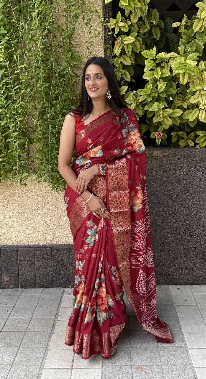 YNF DOLA SILK KESH117 RWC32 SILK SAREES WHOLESALE DOLA SILK ZARI BORDER SILK PRINTED RED SAREES MANUFACTURER- Kapda Export