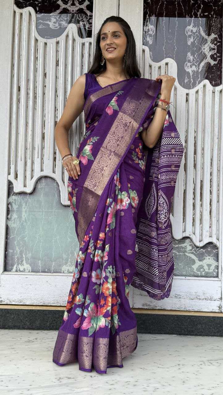 YNF DOLA SILK KESH117 RWC36 SILK SAREES WHOLESALE DOLA SILK ZARI BORDER SILK PRINTED PURPLE SILK SAREES MANUFACTURER- Kapda Export