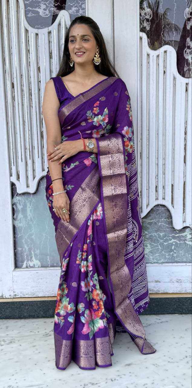 YNF DOLA SILK KESH117 RWC36 SILK SAREES WHOLESALE DOLA SILK ZARI BORDER SILK PRINTED PURPLE SILK SAREES MANUFACTURER- Kapda Export