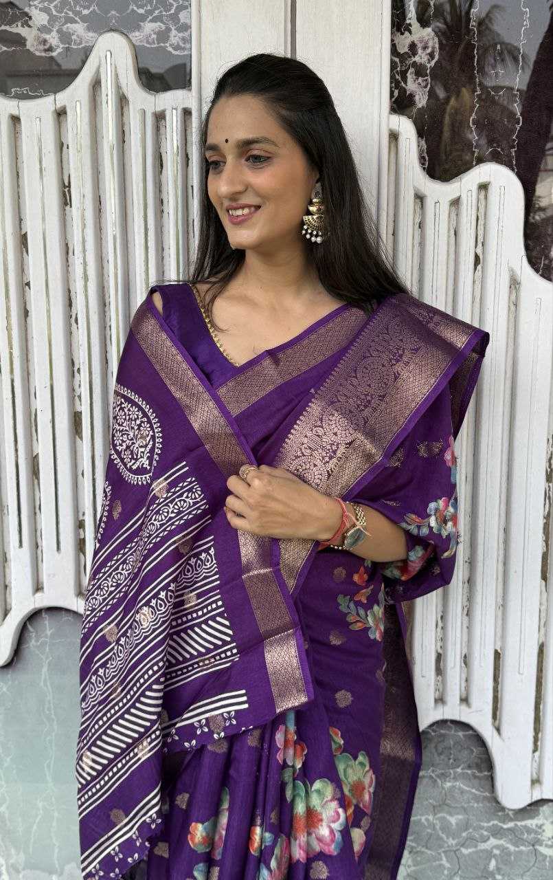 YNF DOLA SILK KESH117 RWC36 SILK SAREES WHOLESALE DOLA SILK ZARI BORDER SILK PRINTED PURPLE SILK SAREES MANUFACTURER- Kapda Export