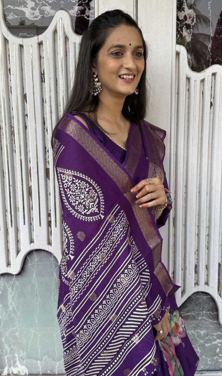 YNF DOLA SILK KESH117 RWC36 SILK SAREES WHOLESALE DOLA SILK ZARI BORDER SILK PRINTED PURPLE SILK SAREES MANUFACTURER- Kapda Export