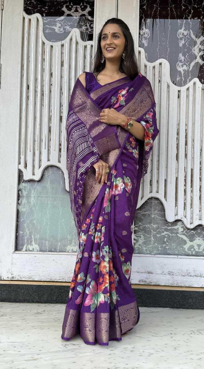 YNF DOLA SILK KESH117 RWC36 SILK SAREES WHOLESALE DOLA SILK ZARI BORDER SILK PRINTED PURPLE SILK SAREES MANUFACTURER- Kapda Export