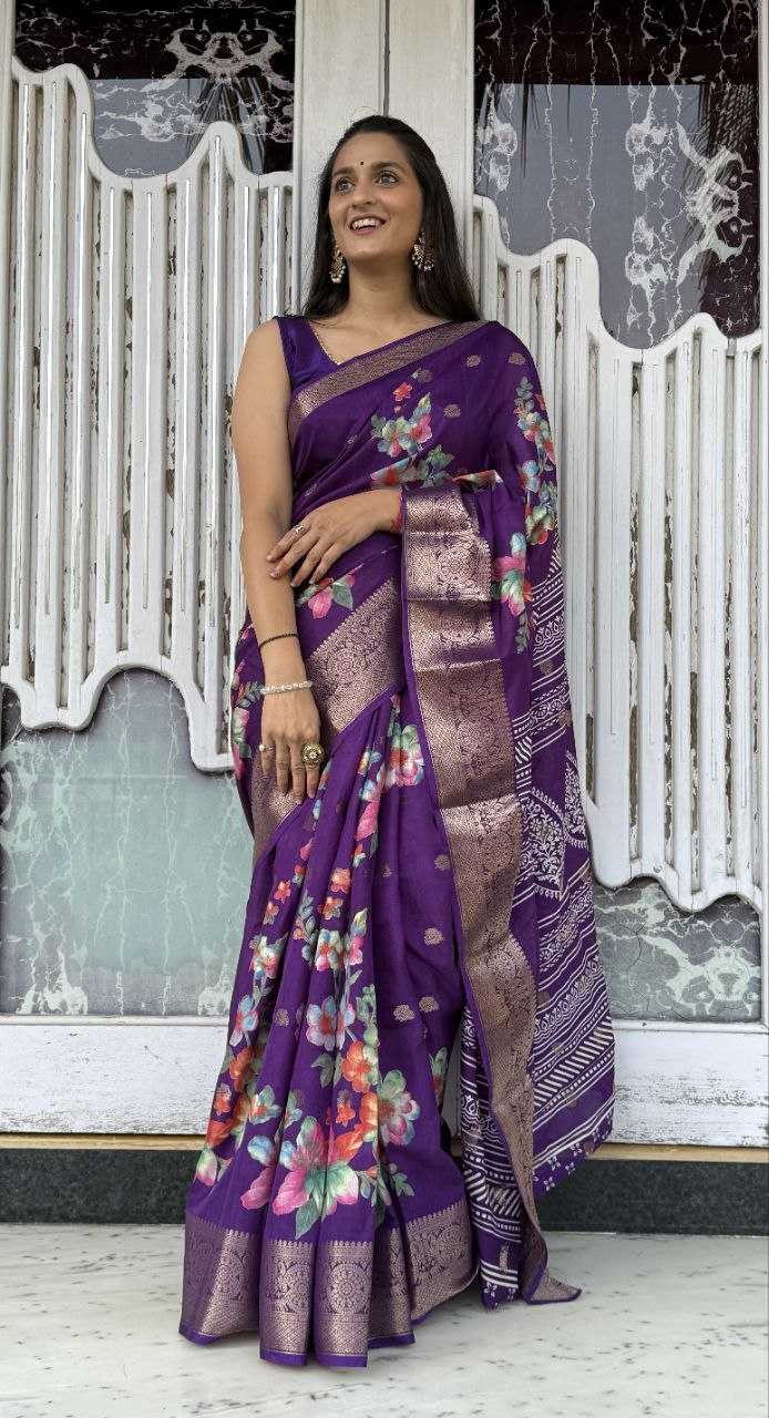 YNF DOLA SILK KESH117 RWC36 SILK SAREES WHOLESALE DOLA SILK ZARI BORDER SILK PRINTED PURPLE SILK SAREES MANUFACTURER- Kapda Export