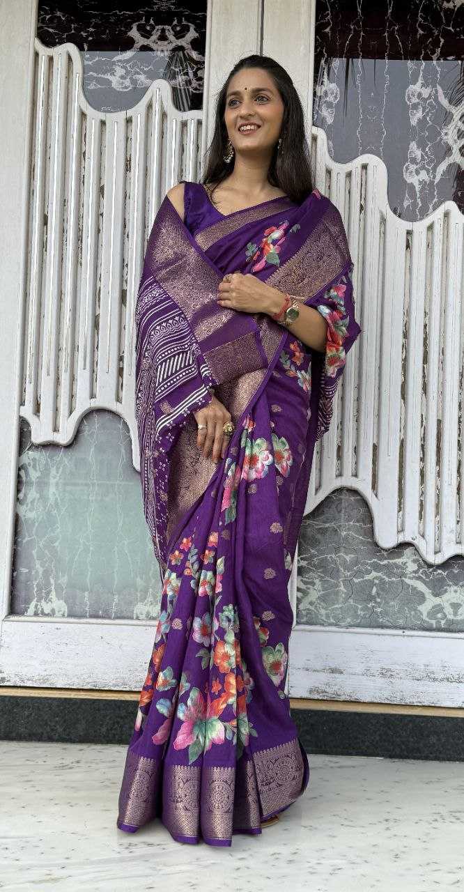 YNF DOLA SILK KESH117 RWC36 SILK SAREES WHOLESALE DOLA SILK ZARI BORDER SILK PRINTED PURPLE SILK SAREES MANUFACTURER- Kapda Export