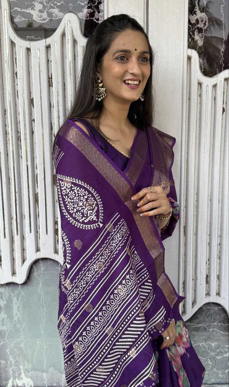 YNF DOLA SILK KESH117 RWC36 SILK SAREES WHOLESALE DOLA SILK ZARI BORDER SILK PRINTED PURPLE SILK SAREES MANUFACTURER- Kapda Export