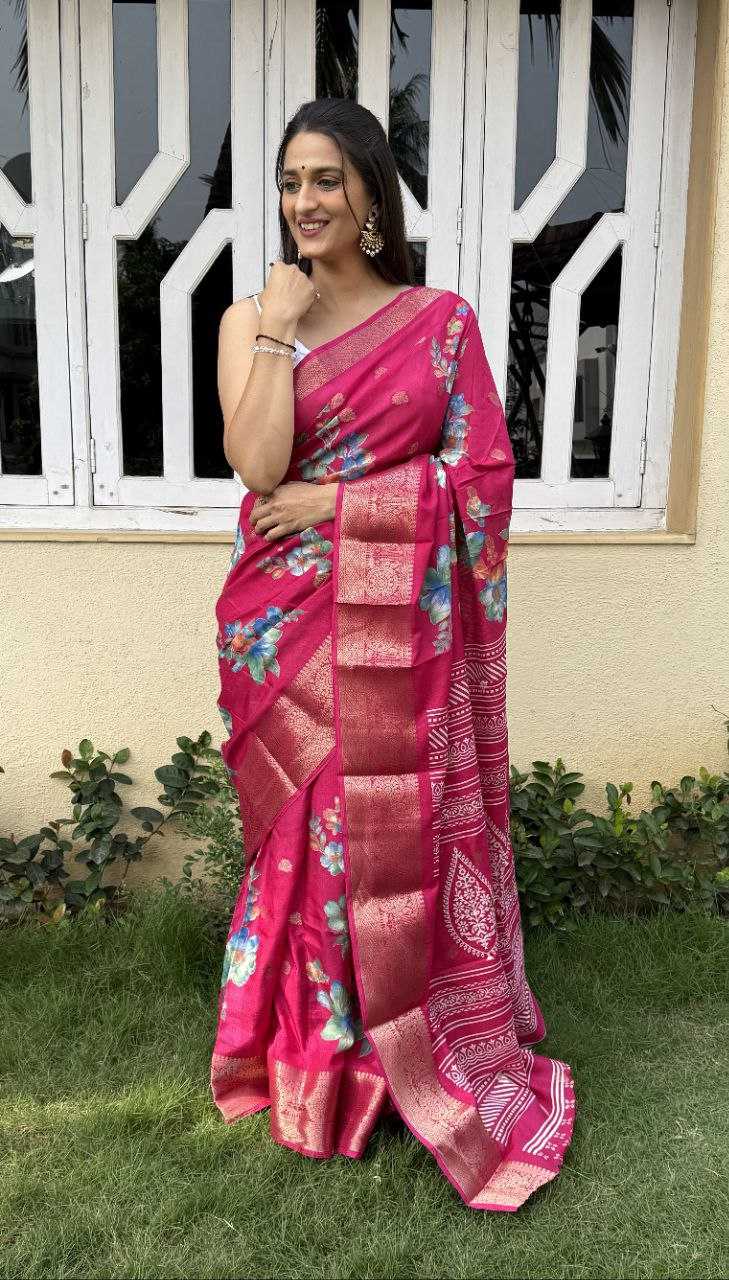 YNF DOLA SILK KESH117 RWC38 SILK SAREES WHOLESALE DOLA SILK ZARI BORDER SILK PRINTED PINK SILK SAREES MANUFACTURER- Kapda Export