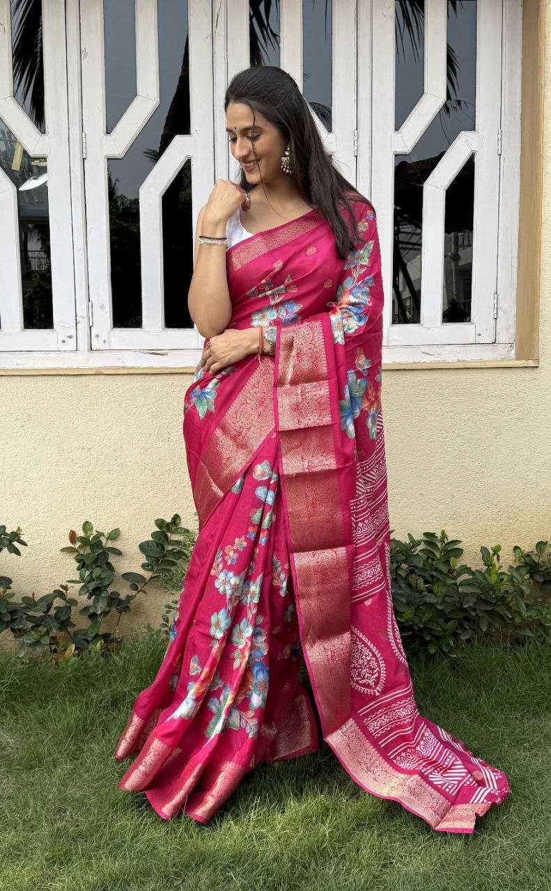 YNF DOLA SILK KESH117 RWC38 SILK SAREES WHOLESALE DOLA SILK ZARI BORDER SILK PRINTED PINK SILK SAREES MANUFACTURER- Kapda Export