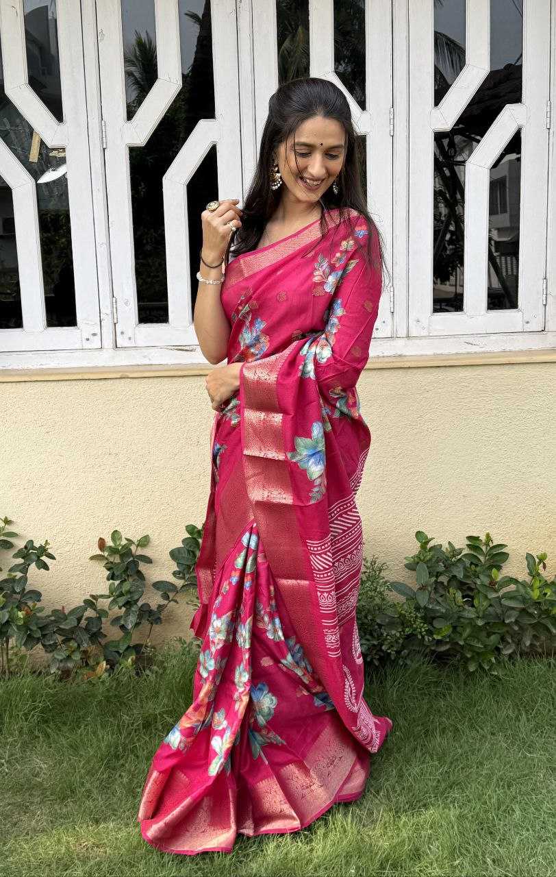 YNF DOLA SILK KESH117 RWC38 SILK SAREES WHOLESALE DOLA SILK ZARI BORDER SILK PRINTED PINK SILK SAREES MANUFACTURER- Kapda Export