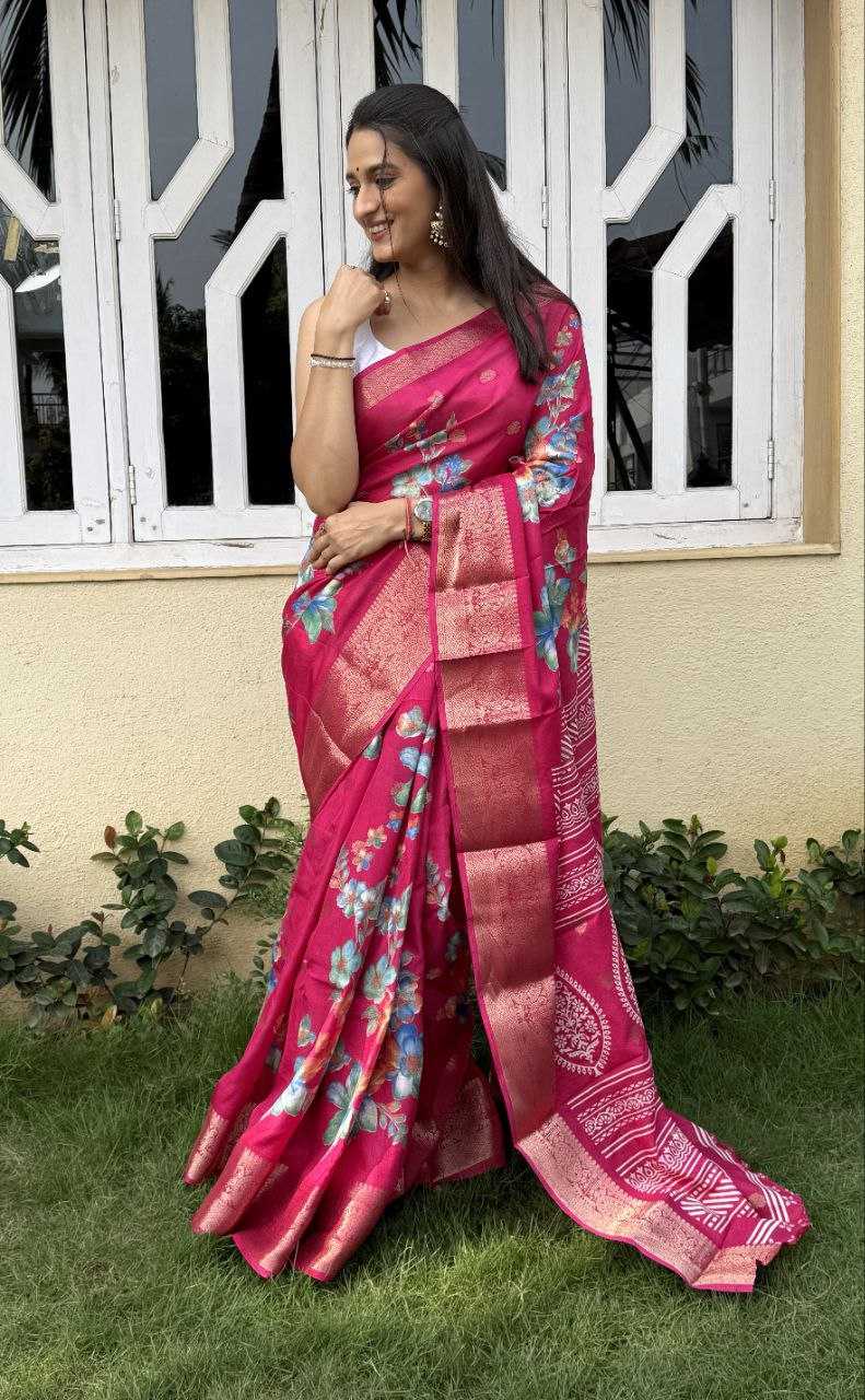 YNF DOLA SILK KESH117 RWC38 SILK SAREES WHOLESALE DOLA SILK ZARI BORDER SILK PRINTED PINK SILK SAREES MANUFACTURER- Kapda Export