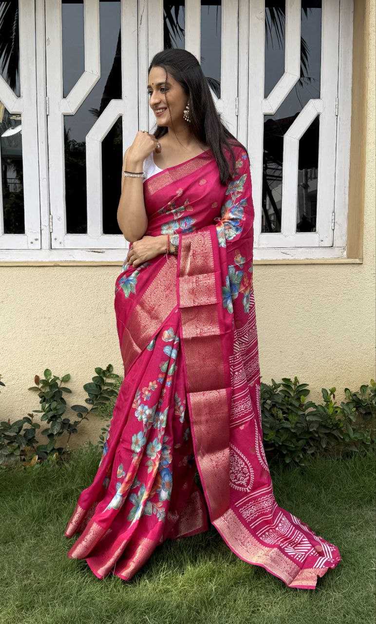 YNF DOLA SILK KESH117 RWC38 SILK SAREES WHOLESALE DOLA SILK ZARI BORDER SILK PRINTED PINK SILK SAREES MANUFACTURER- Kapda Export