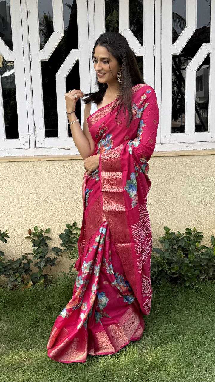 YNF DOLA SILK KESH117 RWC38 SILK SAREES WHOLESALE DOLA SILK ZARI BORDER SILK PRINTED PINK SILK SAREES MANUFACTURER- Kapda Export