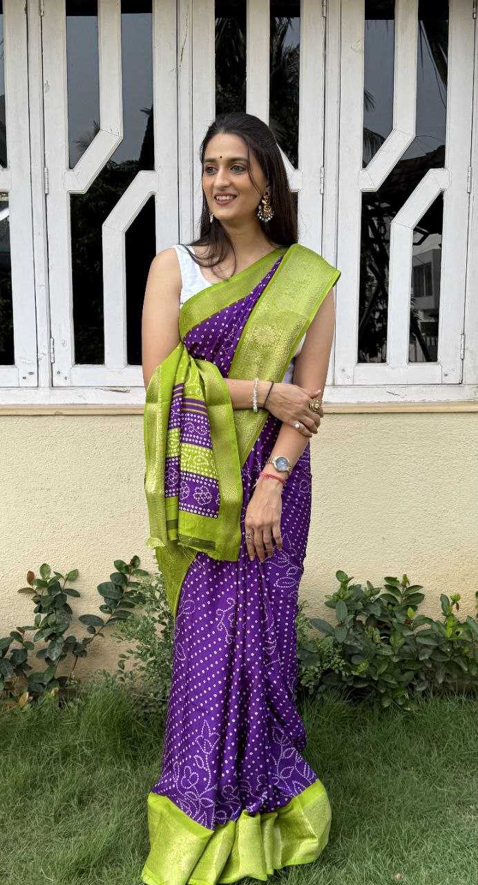 YNF DOLA SILK KESH117 RWC41 SILK SAREES WHOLESALE DOLA SILK ZARI BORDER SILK UNIFORM BANDHANI PURPLE SILK SAREES MANUFACTURER- Kapda Export