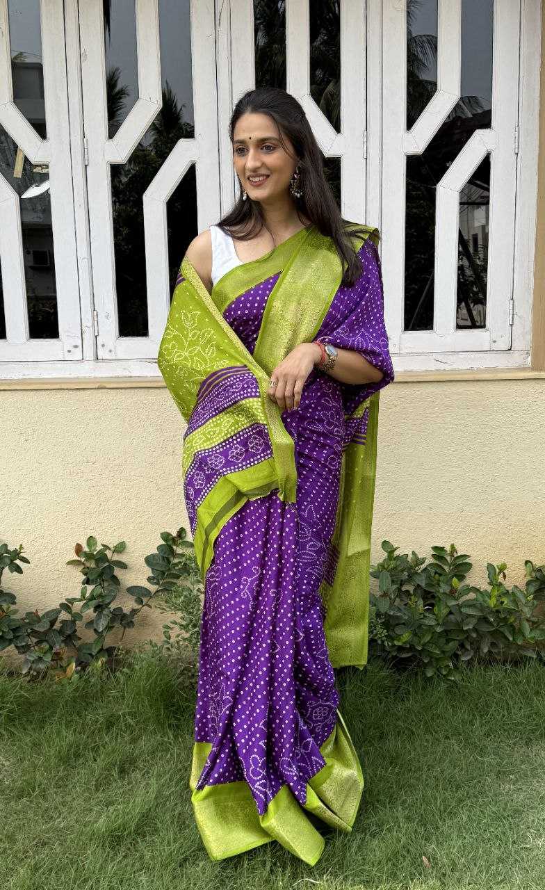 YNF DOLA SILK KESH117 RWC41 SILK SAREES WHOLESALE DOLA SILK ZARI BORDER SILK UNIFORM BANDHANI PURPLE SILK SAREES MANUFACTURER- Kapda Export