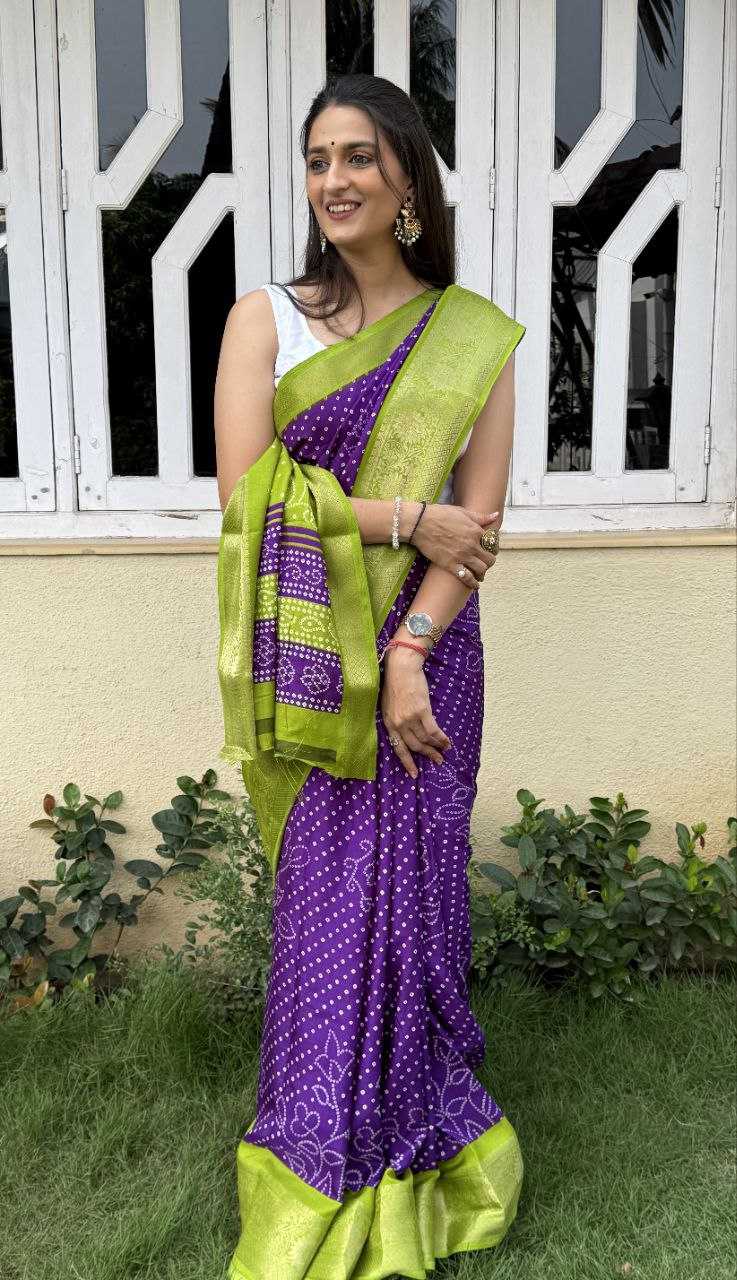 YNF DOLA SILK KESH117 RWC41 SILK SAREES WHOLESALE DOLA SILK ZARI BORDER SILK UNIFORM BANDHANI PURPLE SILK SAREES MANUFACTURER- Kapda Export