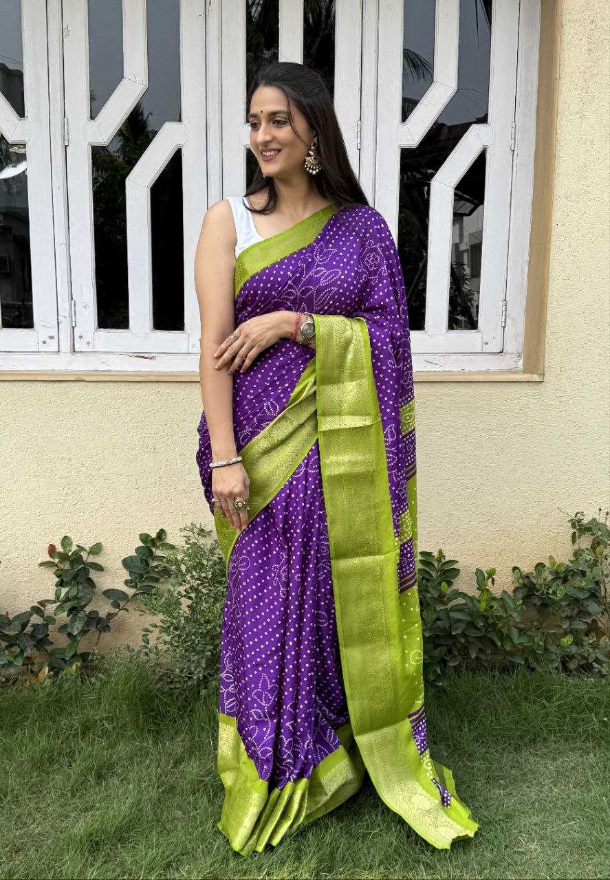 YNF DOLA SILK KESH117 RWC41 SILK SAREES WHOLESALE DOLA SILK ZARI BORDER SILK UNIFORM BANDHANI PURPLE SILK SAREES MANUFACTURER- Kapda Export