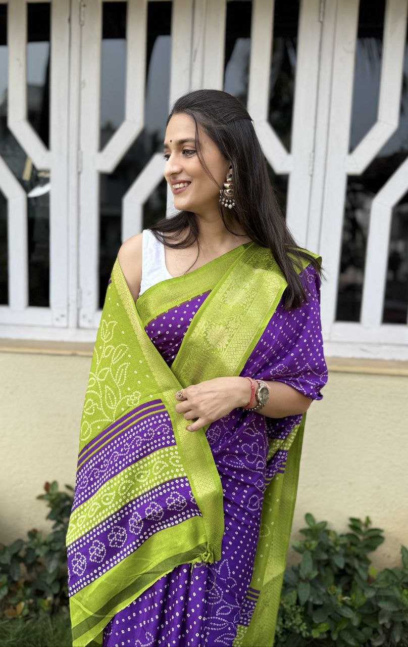 YNF DOLA SILK KESH117 RWC41 SILK SAREES WHOLESALE DOLA SILK ZARI BORDER SILK UNIFORM BANDHANI PURPLE SILK SAREES MANUFACTURER- Kapda Export