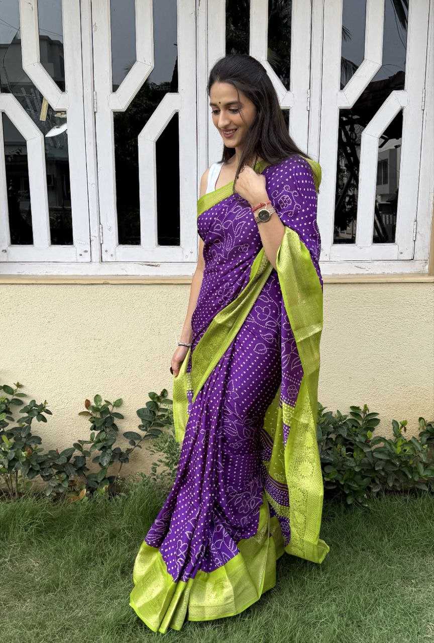 YNF DOLA SILK KESH117 RWC41 SILK SAREES WHOLESALE DOLA SILK ZARI BORDER SILK UNIFORM BANDHANI PURPLE SILK SAREES MANUFACTURER- Kapda Export