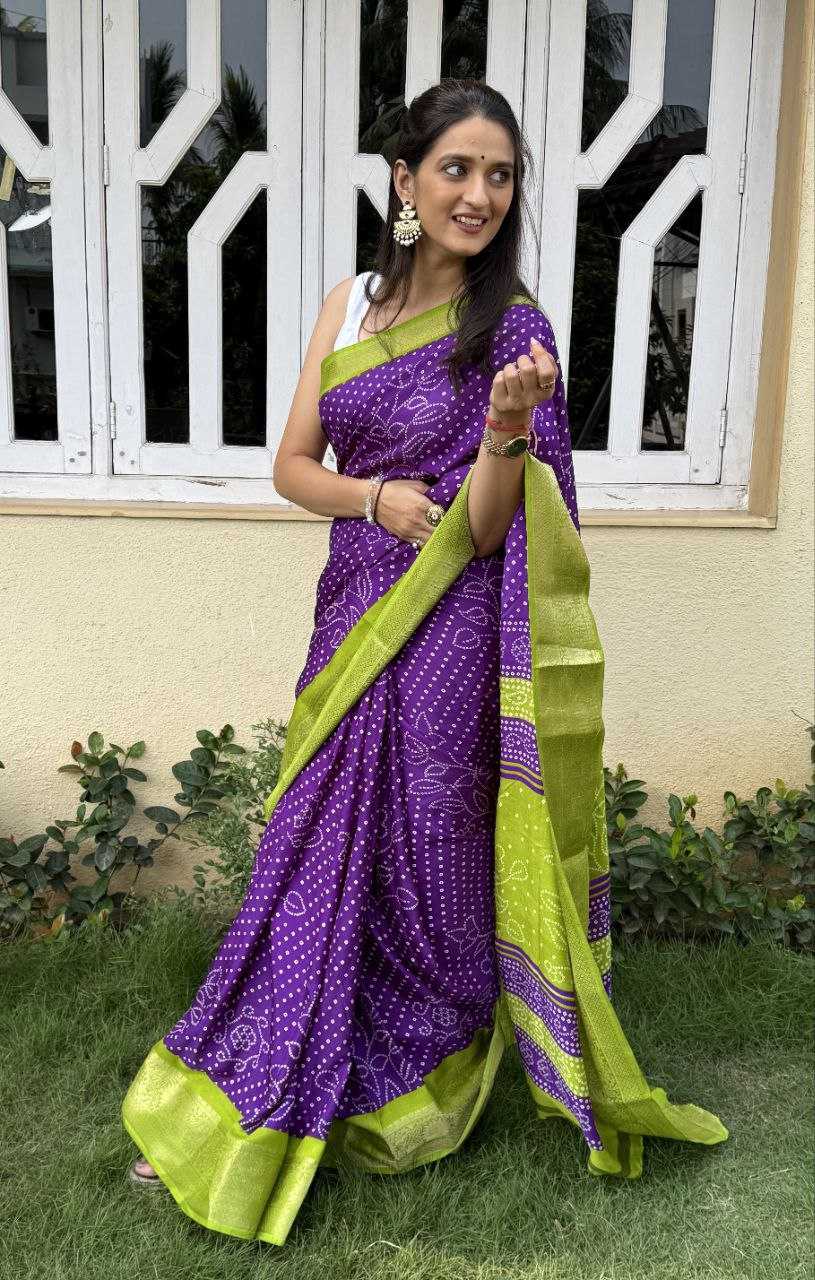 YNF DOLA SILK KESH117 RWC41 SILK SAREES WHOLESALE DOLA SILK ZARI BORDER SILK UNIFORM BANDHANI PURPLE SILK SAREES MANUFACTURER- Kapda Export