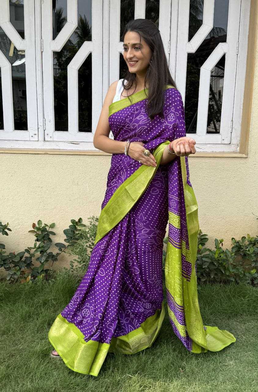 YNF DOLA SILK KESH117 RWC41 SILK SAREES WHOLESALE DOLA SILK ZARI BORDER SILK UNIFORM BANDHANI PURPLE SILK SAREES MANUFACTURER- Kapda Export