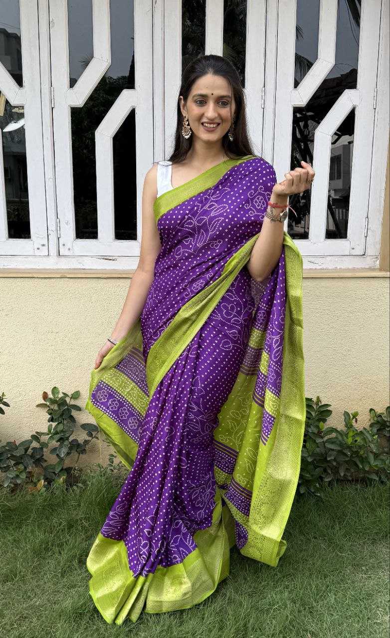 YNF DOLA SILK KESH117 RWC41 SILK SAREES WHOLESALE DOLA SILK ZARI BORDER SILK UNIFORM BANDHANI PURPLE SILK SAREES MANUFACTURER- Kapda Export