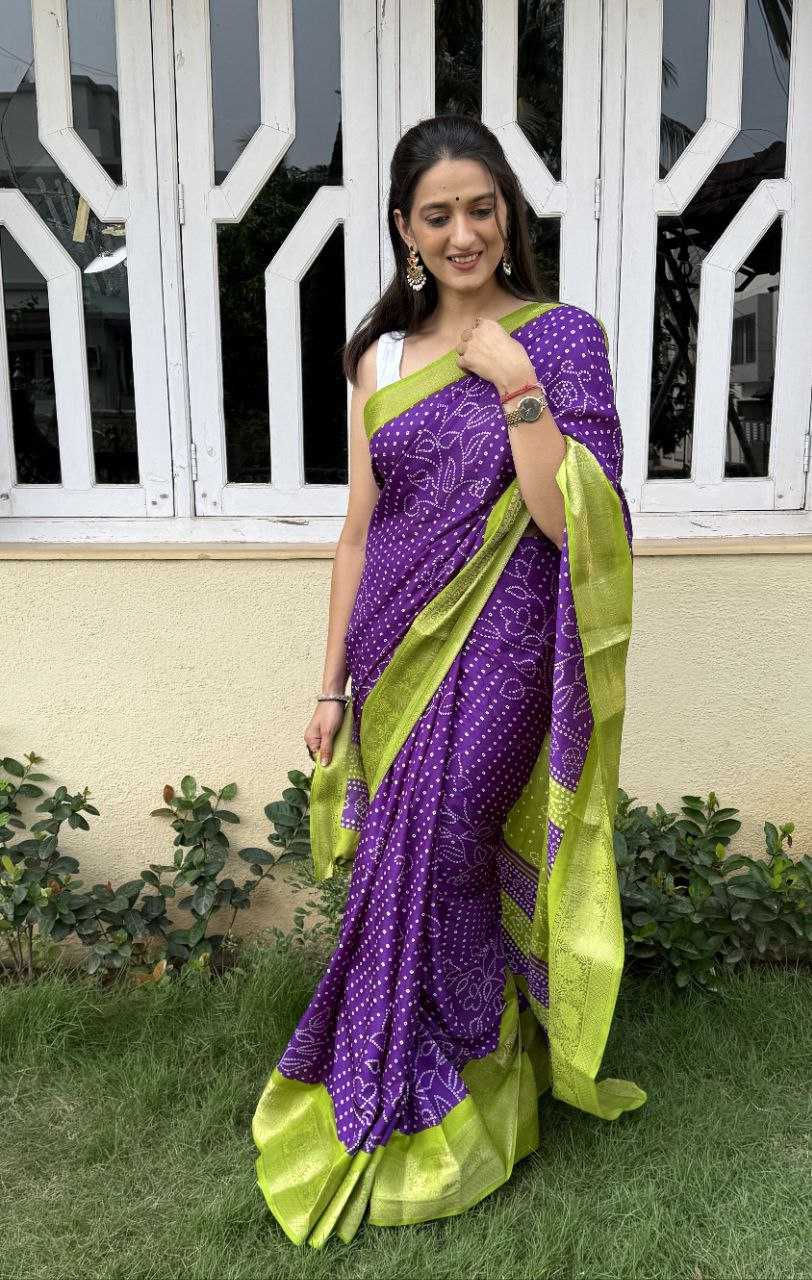 YNF DOLA SILK KESH117 RWC41 SILK SAREES WHOLESALE DOLA SILK ZARI BORDER SILK UNIFORM BANDHANI PURPLE SILK SAREES MANUFACTURER- Kapda Export