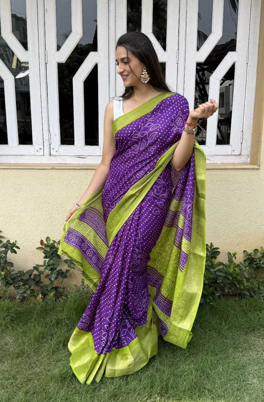 YNF DOLA SILK KESH117 RWC41 SILK SAREES WHOLESALE DOLA SILK ZARI BORDER SILK UNIFORM BANDHANI PURPLE SILK SAREES MANUFACTURER- Kapda Export