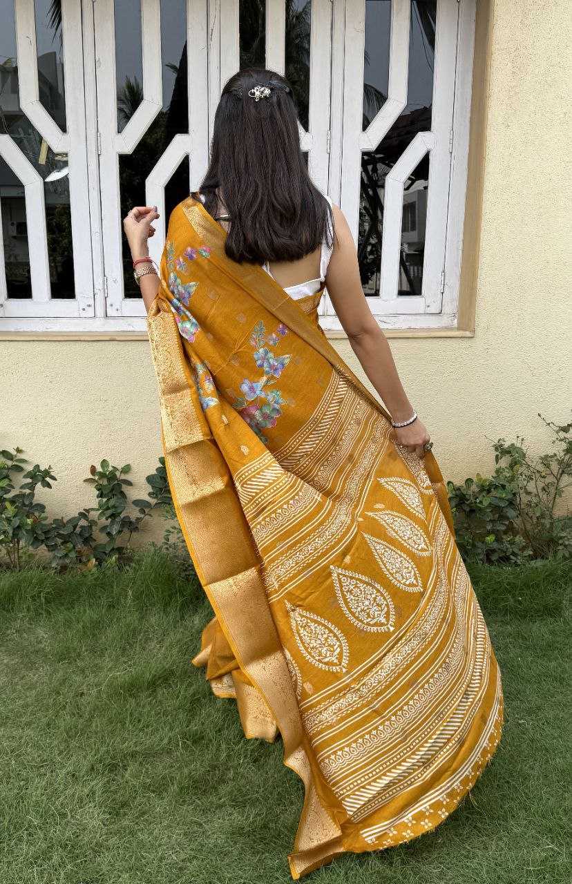 YNF DOLA SILK KESH117 RWC42 SILK SAREES WHOLESALE DOLA SILK ZARI BORDER SILK PRINTED HALDI OUTFITS SAREES MANUFACTURER- Kapda Export