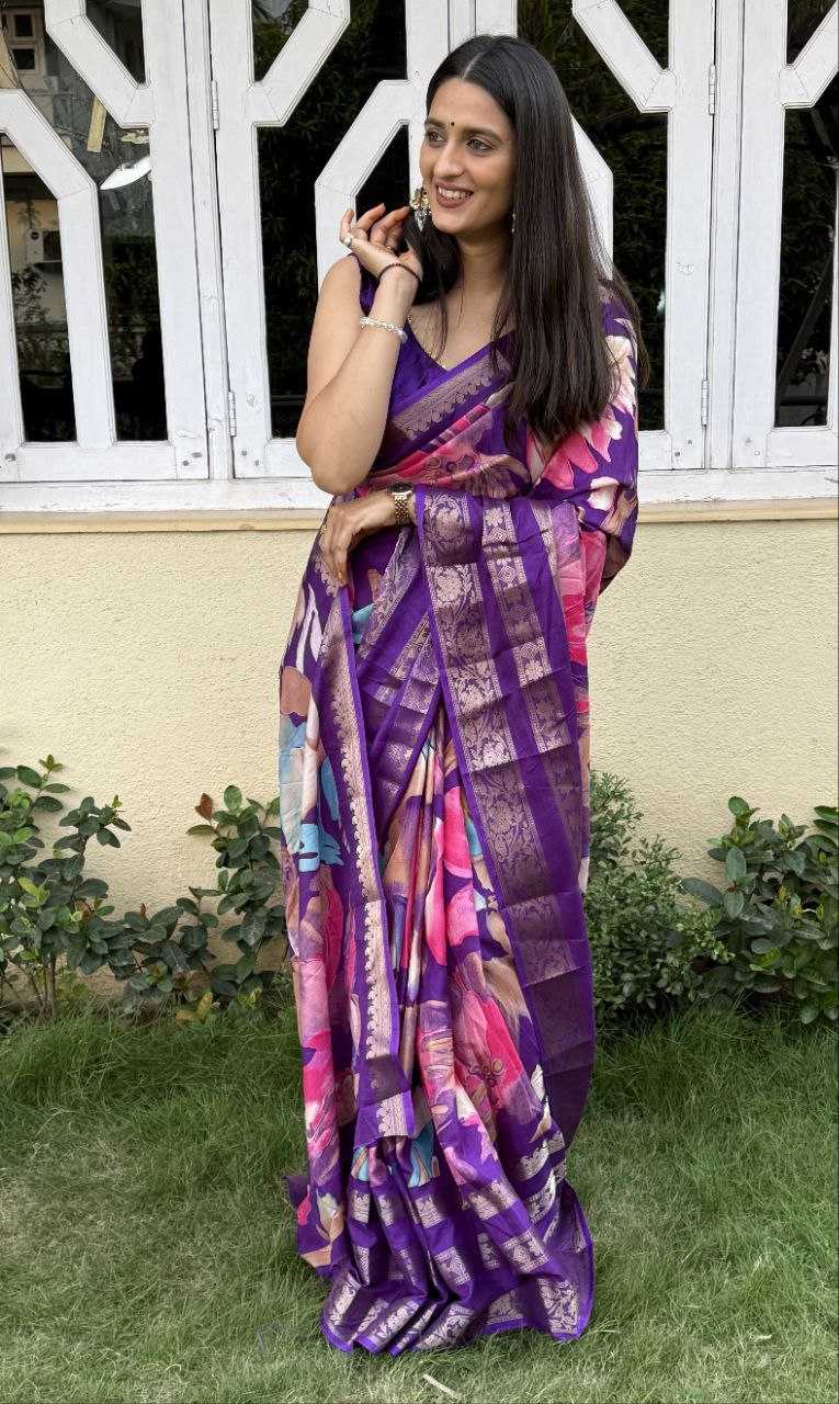 YNF DOLA SILK KESH117 RWC53 SILK SAREES WHOLESALE DOLA SILK ZARI BORDER SILK PRINTED PURPLE SAREES MANUFACTURER- Kapda Export