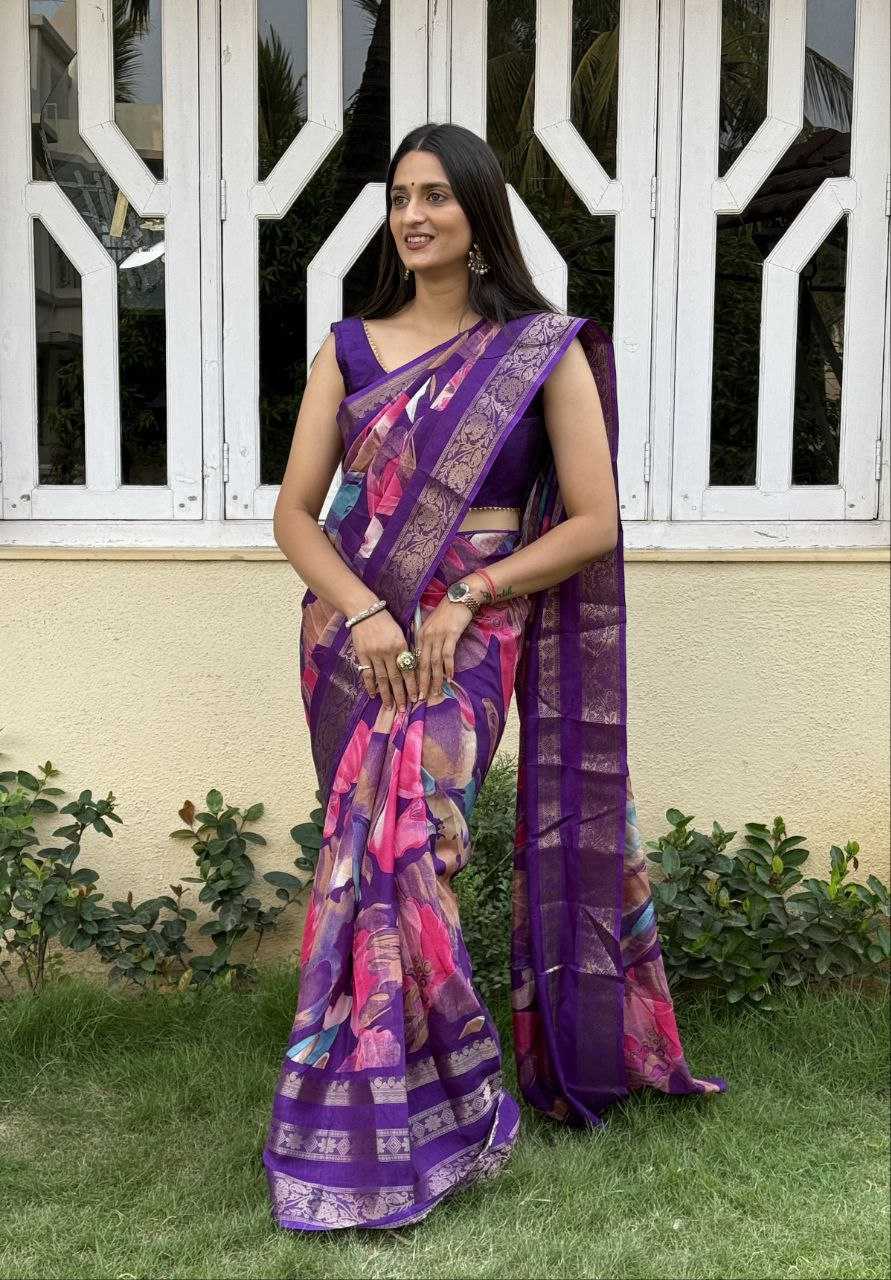 YNF DOLA SILK KESH117 RWC53 SILK SAREES WHOLESALE DOLA SILK ZARI BORDER SILK PRINTED PURPLE SAREES MANUFACTURER- Kapda Export