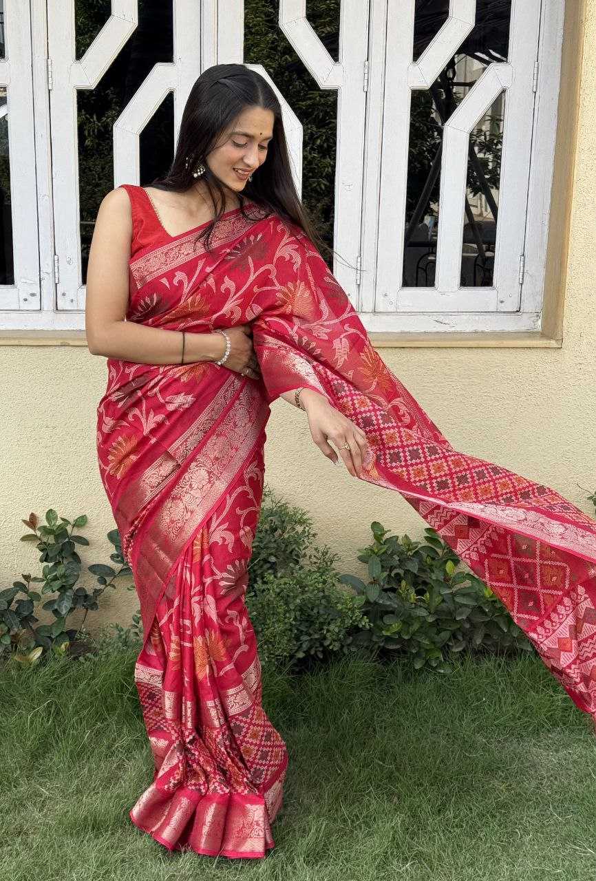 YNF DOLA SILK KESH117 RWC56 SILK SAREES WHOLESALE DOLA SILK ZARI BORDER SILK RED SAREES MANUFACTURER- Kapda Export