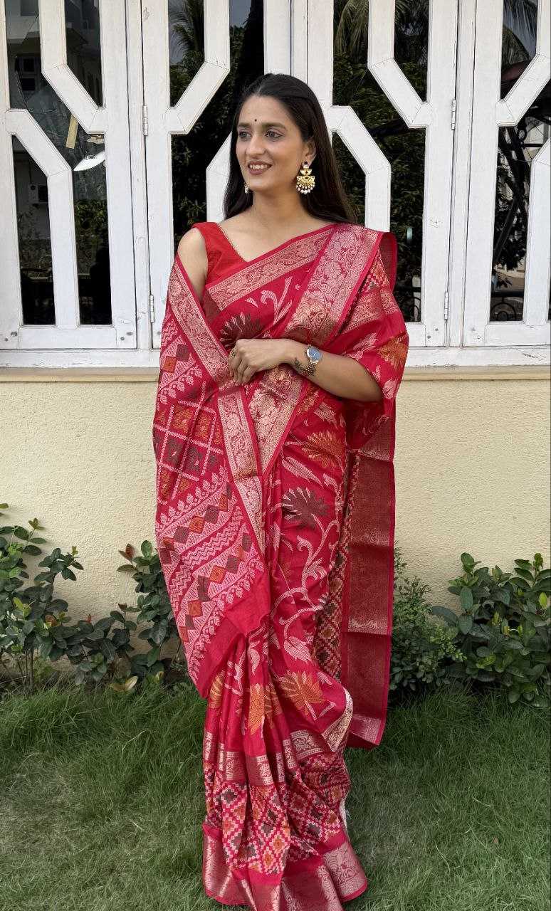 YNF DOLA SILK KESH117 RWC56 SILK SAREES WHOLESALE DOLA SILK ZARI BORDER SILK RED SAREES MANUFACTURER- Kapda Export