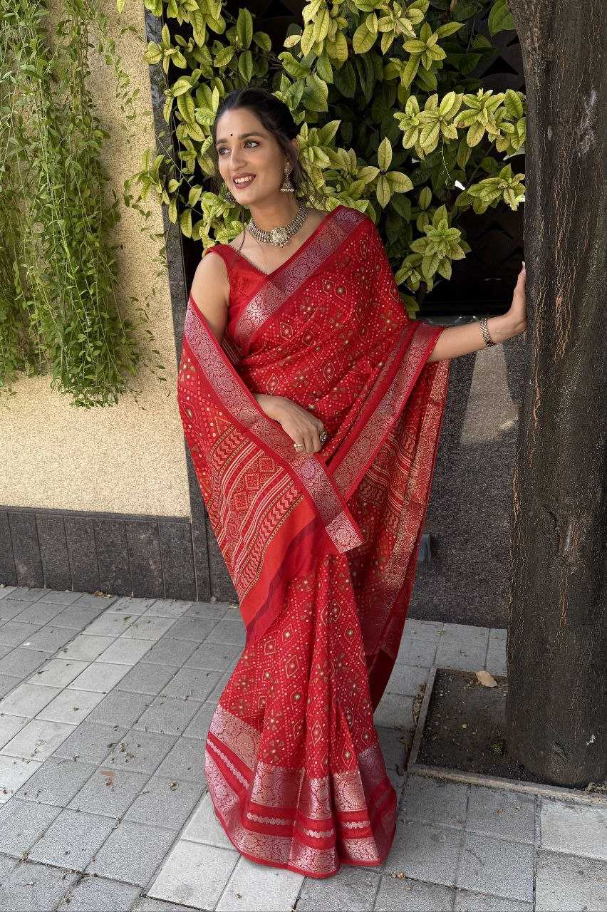 YNF DOLA SILK KESH117 RWC69 SAREES WHOLESALE RED ZARI BORDER SILK SAREES MANUFACTURER- Kapda Export