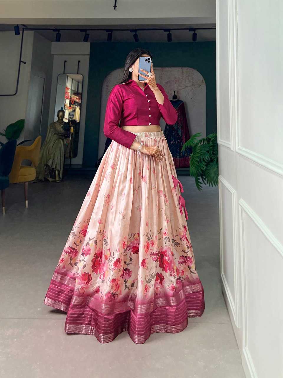 YNF DOLA SILK KESH136 1106 LEHENGAS WHOLESALE SILK PRINTED LEHENGA WITH BLOUSE LEHENGAS MANUFACTURER- Kapda Export