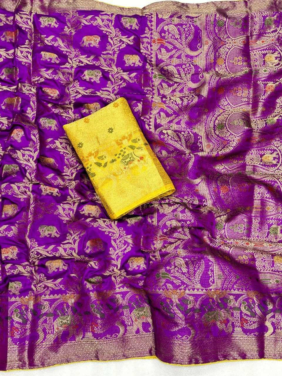 YNF DOLA SILK KESH213 RIN08 SILK SAREES WHOLESALE DOLA SILK ZARI BORDER SILK PURPLE WEDDING OUTFITS SAREES MANUFACTURER- Kapda Export