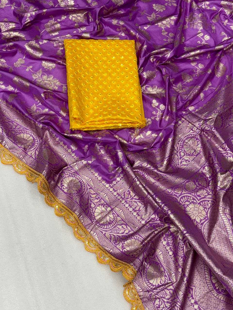 YNF DOLA SILK KESH213 RIN14 SAREES WHOLESALE DOLA SILK PURE ZARI SILK PURPLE SAREES MANUFACTURER- Kapda Export